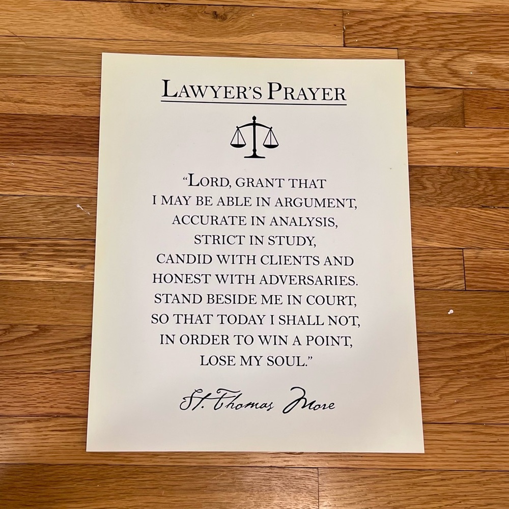 Lawyer's Prayer Wall Art Print in Cream by